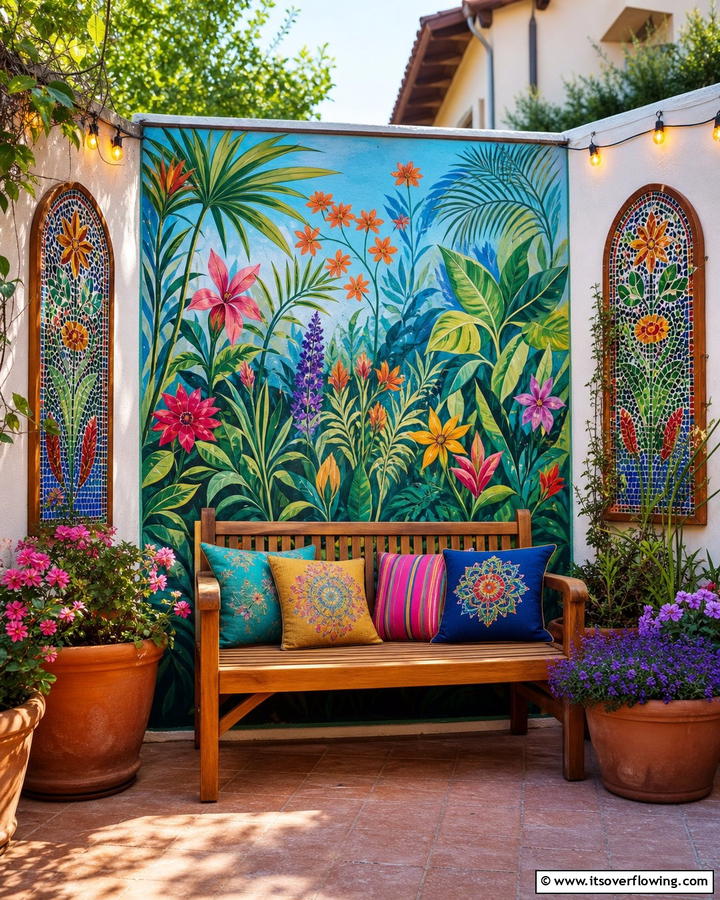 Artistic Corner Wall - 20 Creative Corner Patio Ideas for Small Outdoor Spaces