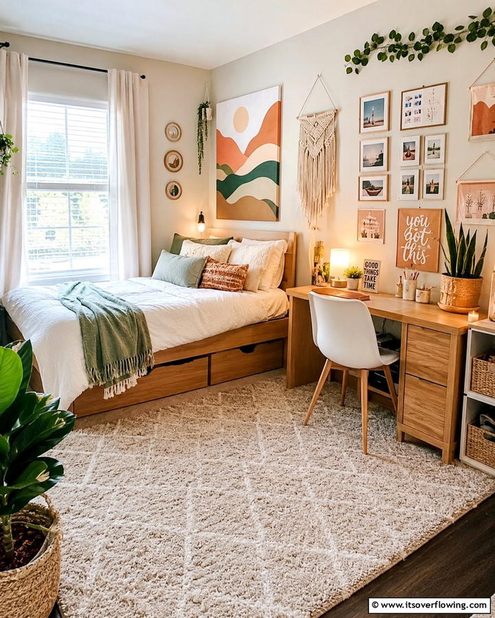 Artistic DIY Projects - 20 Student Bedroom Design Ideas for Study and Sleep