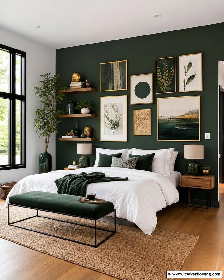 Artistic Dark Green Decor - 21 Dark Green Bedroom Ideas- Moody & Luxurious Spaces