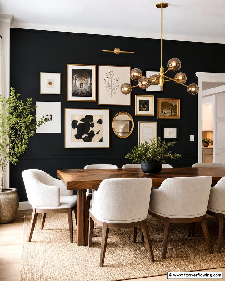Artistic Dining Room Feature - 25 Black Accent Wall Ideas for a Dramatic Statement