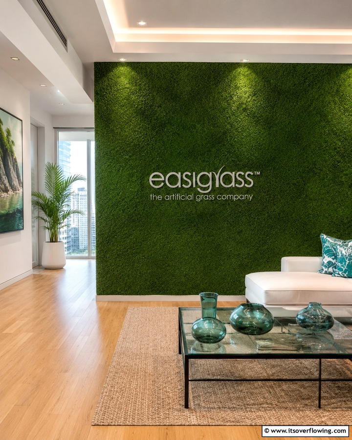 Artistic Eco Turf Statement - 30 Artificial Grass Wall Design Ideas for Urban Oasis