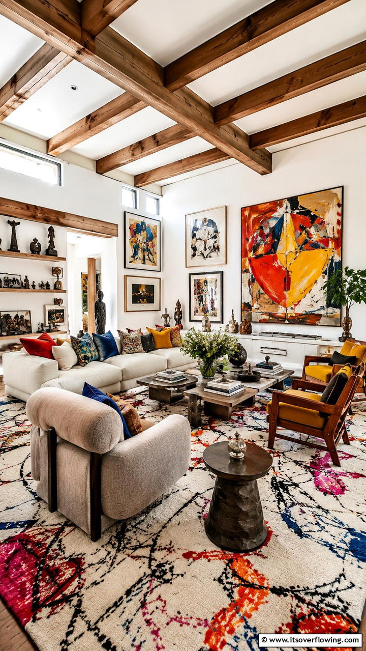 Artistic Expression - 30 Exposed Beam Living Room Ideas for Rustic Charm