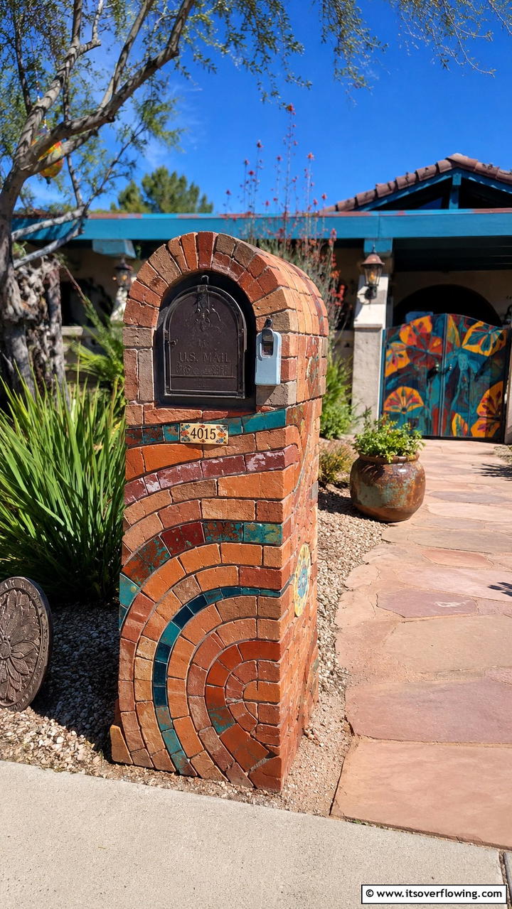 Artistic Expression Brick Mailbox - 30 Brick Mailbox Ideas for a Charming Curb Appeal Upgrade