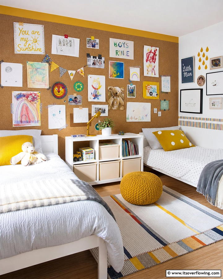 Artistic Expression Walls - 21 Shared Kids Room Design Ideas for Siblings