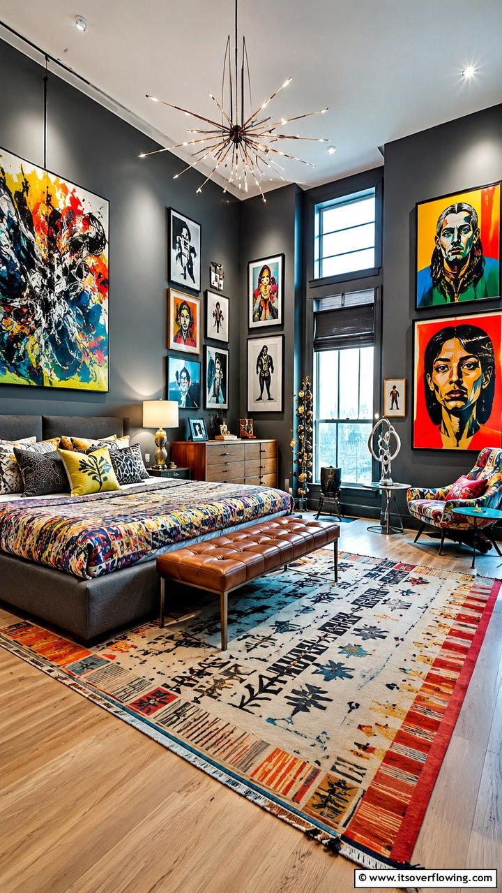 Artistic Expression in Dark Grey Design - 30 Dark Grey Bedroom Ideas for Modern Serene Spaces