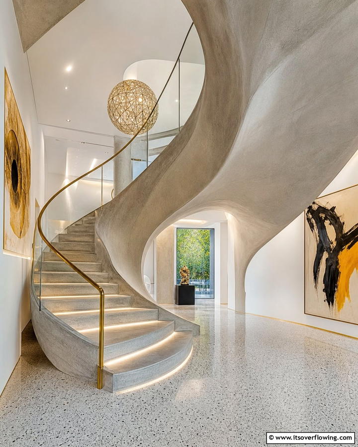 Artistic Flair Sculptural Staircase Innovation - 21 Creative Staircase Design Ideas for Modern Homes