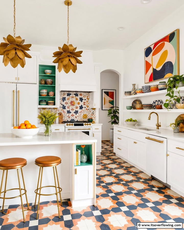 Artistic Flair in a White Kitchen - 21 Kitchen Ideas with White Appliances for a Clean Look