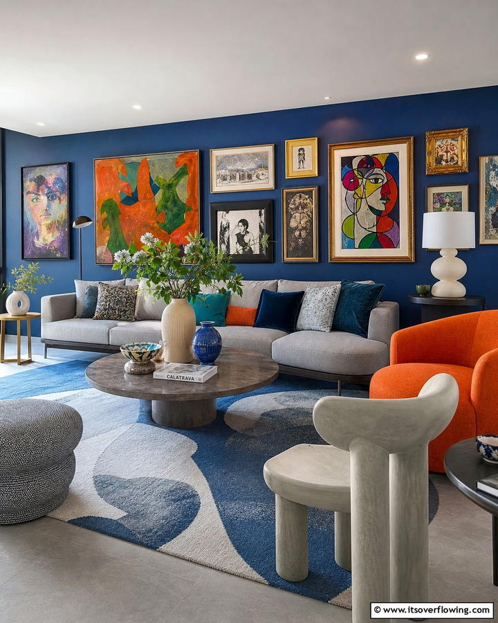 Artistic Flair - 20 Grey Floor Living Room with Blue Walls Ideas