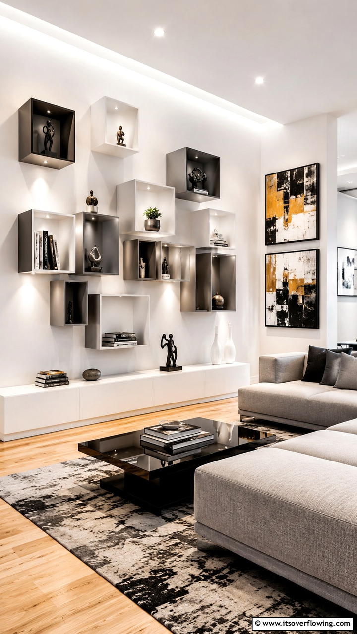 Artistic Floating Cube Shelves - 30 Bookshelf Organization Ideas for Stylish Order