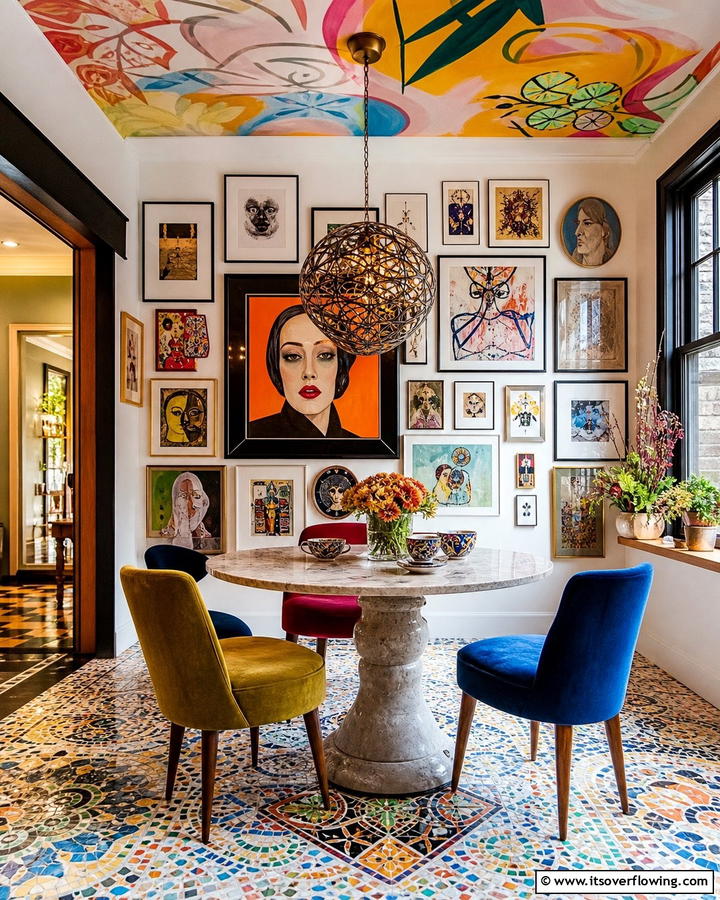 Artistic Gallery Breakfast Nook - 21 Cozy Breakfast Nook Ideas for Charming Kitchen Corners