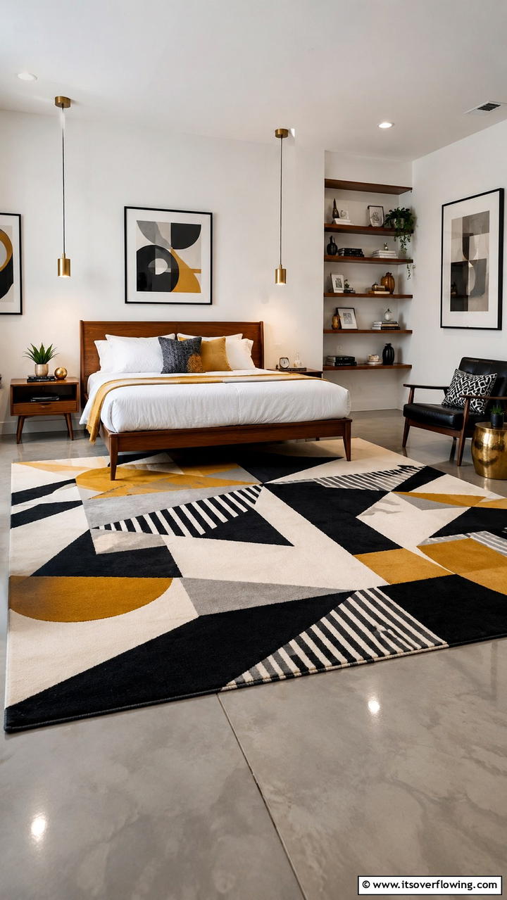 Artistic Geometric Flair - 30 Bedroom Rug Ideas to Anchor and Elevate Your Decor