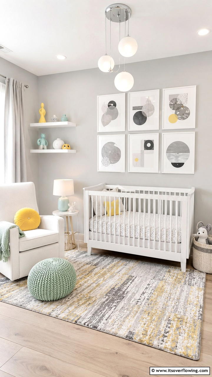Artistic Grey Nursery Wall Art - 30 Grey Nursery Ideas- Calming & Modern Baby Room Designs