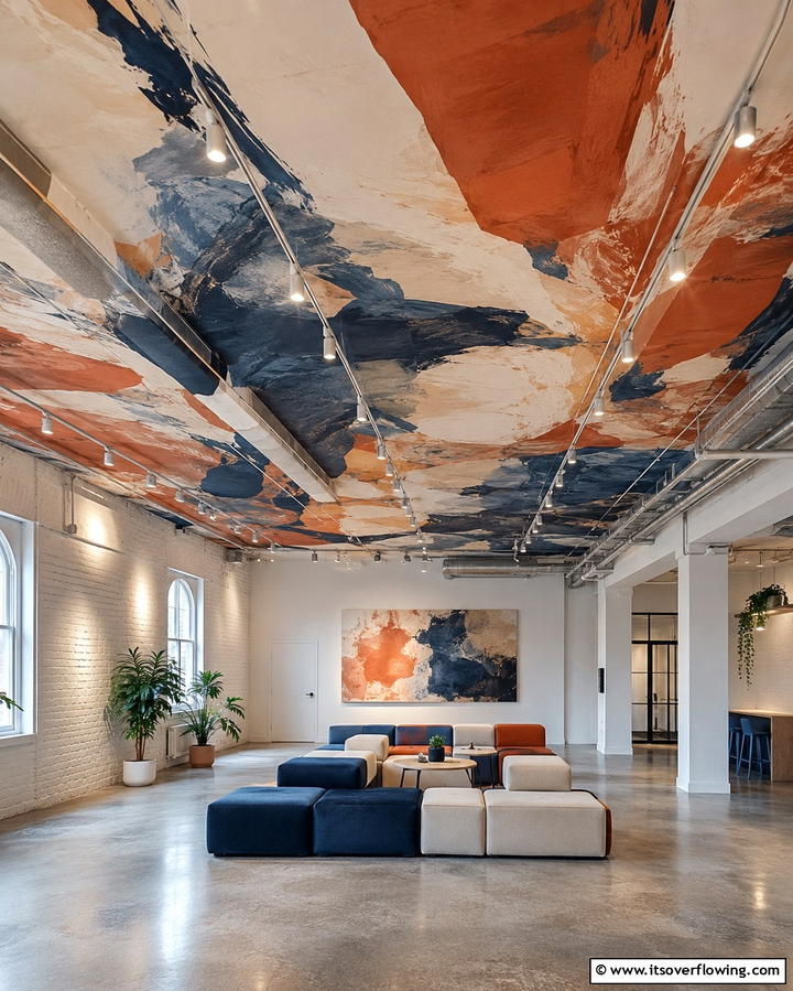 Artistic Hand Painted Ceiling - 30 Creative Ceiling Paint Ideas to Transform Any Room’s Ambiance