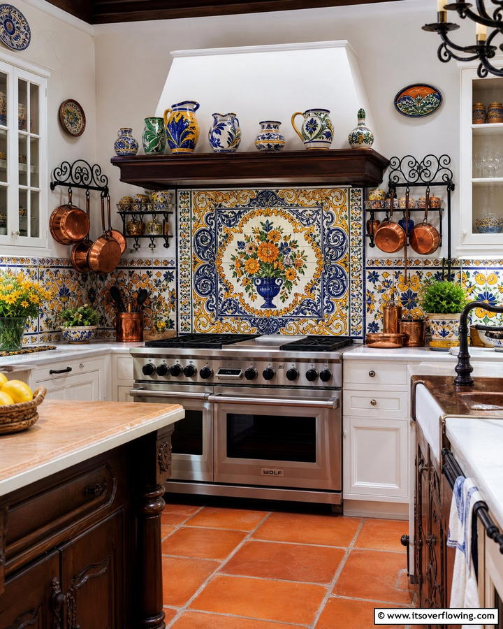 Artistic Hand Painted Tiles - 21 Kitchen Backsplash Ideas for Striaking Visual Impact