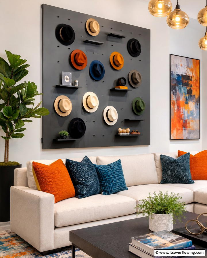 Artistic Hat Wall Panel - 30 Smart Hat Storage Ideas to Declutter Your Home