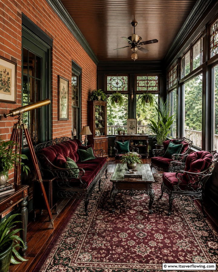 Artistic Inspiration Nook - 30 Enclosed Porch Ideas for Year-Round Outdoor Living Comfort