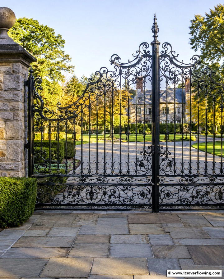 Artistic Ironwork Fence - 30 Decorative Fence Ideas to Enhance Your Yard’s Aesthetic