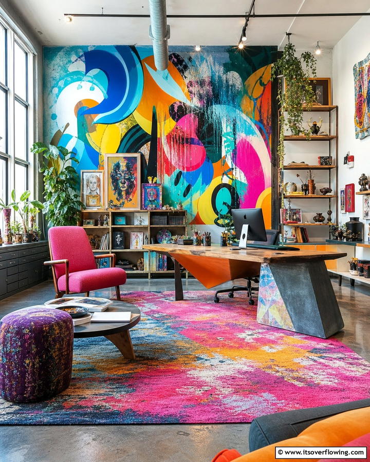 Artistic Loft Office - 20 Loft Office Ideas for a Productive Workspace