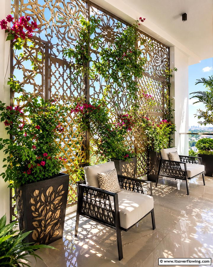 Artistic Metalwork Trellis - 25 Beautiful Balcony Trellis Ideas for Your Space