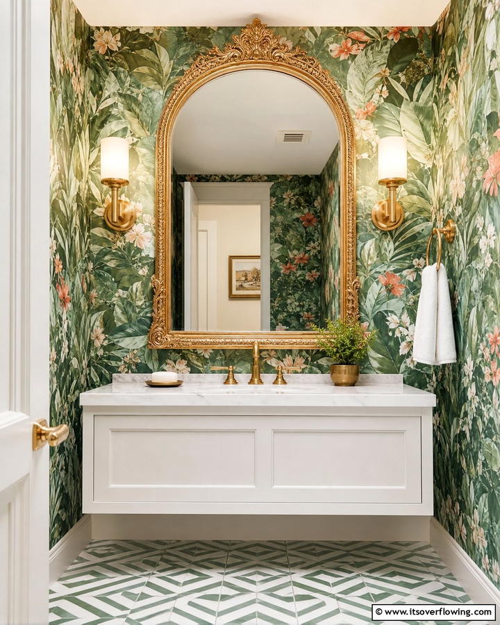 Artistic Mirror Frames - 20 Eclectic Powder Room Ideas for a Unique Look