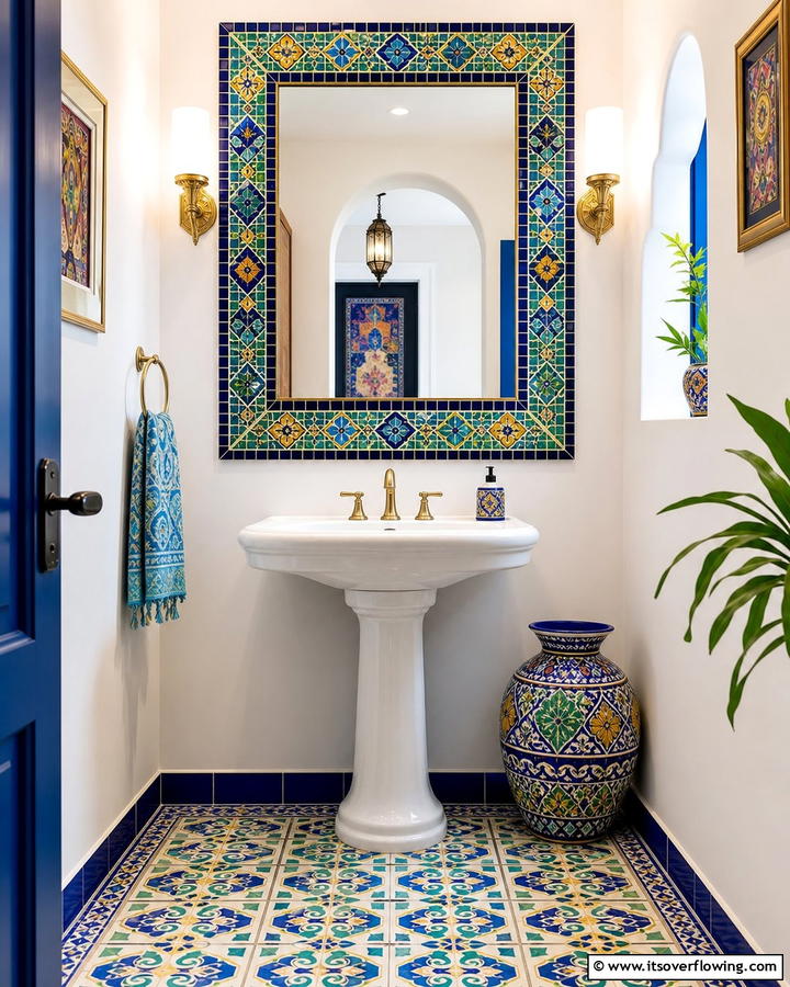 Artistic Mosaic Design Mirror - 21 Stunning Bathroom Mirror Ideas to Enhance Your Vanity Area