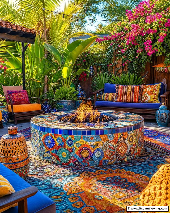 Artistic Mosaic Fire Pit - 21 Fire Pit Ideas for Outdoor Gatherings and Cozy Nights