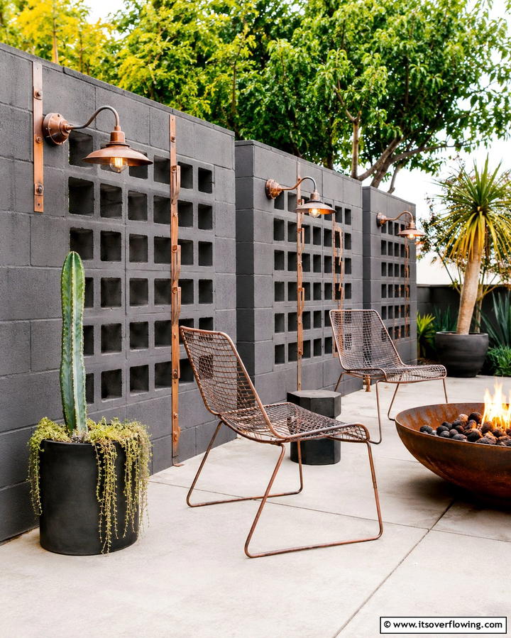 Artistic Mosaic Masterpiece - 30 Creative Cinder Block Fence Designs for Outdoor Spaces