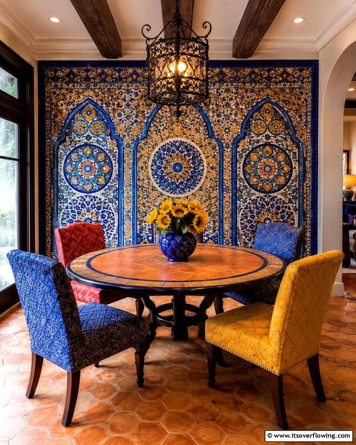 Artistic Mosaic Panels - 25 Dining Room Wall Paneling Ideas for Elegance