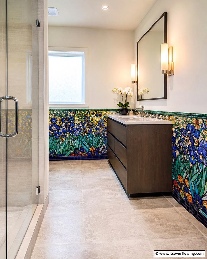 Artistic Mosaic Tiles - 25 Powder Room Wainscoting Ideas for a Chic Look