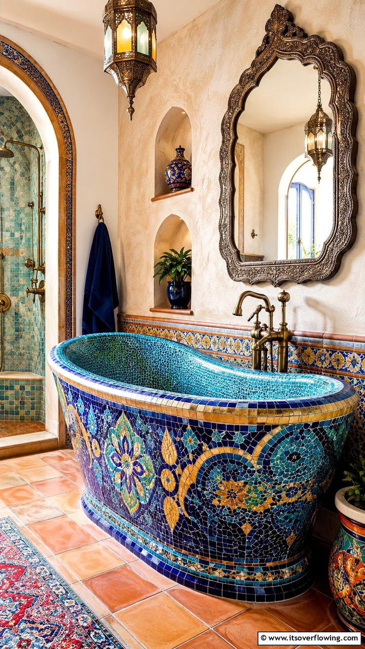 Artistic Mosaic Tub - 30 Bathtub Ideas for a Luxurious and Relaxing Bathroom