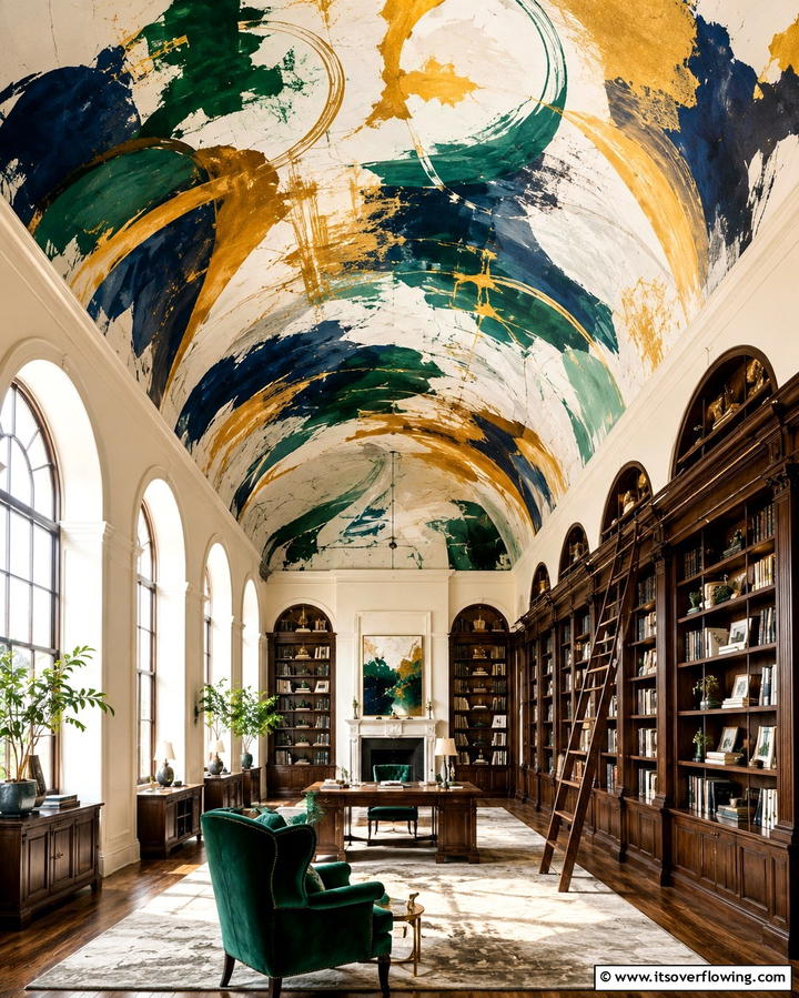 Artistic Mural Cathedral Ceiling - 30 Grand Cathedral Ceiling Ideas to Elevate Your Home’s Architecture