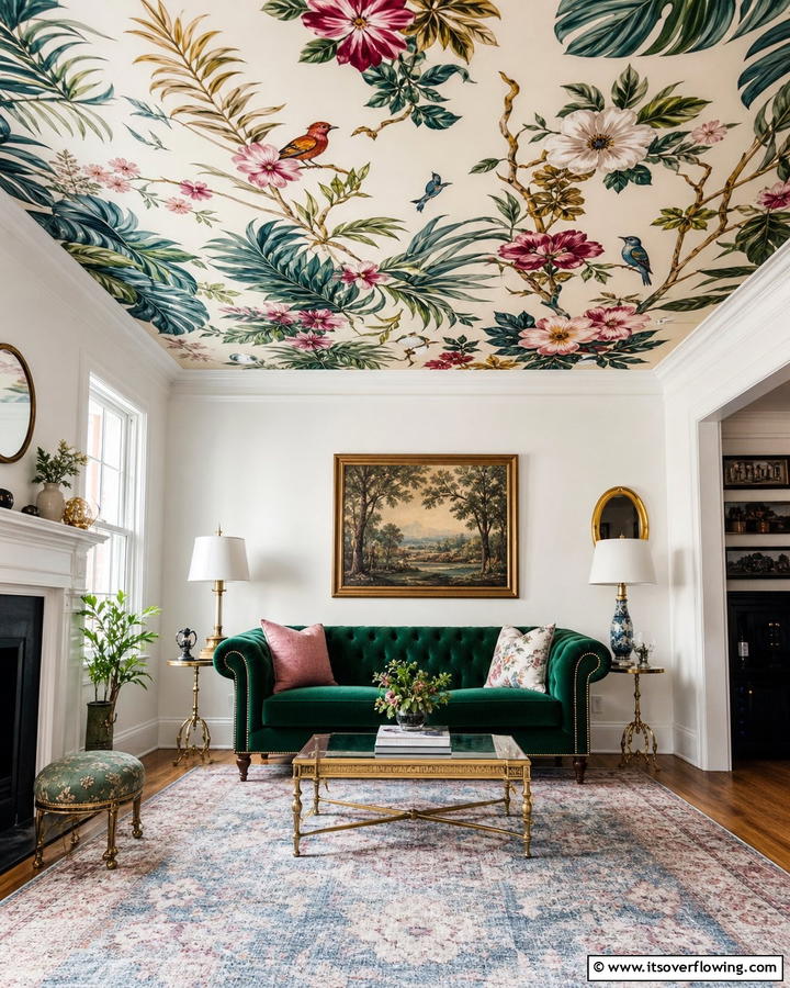 Artistic Mural Ceilings - 21 Living Room Ceiling Ideas to Elevate Your Space