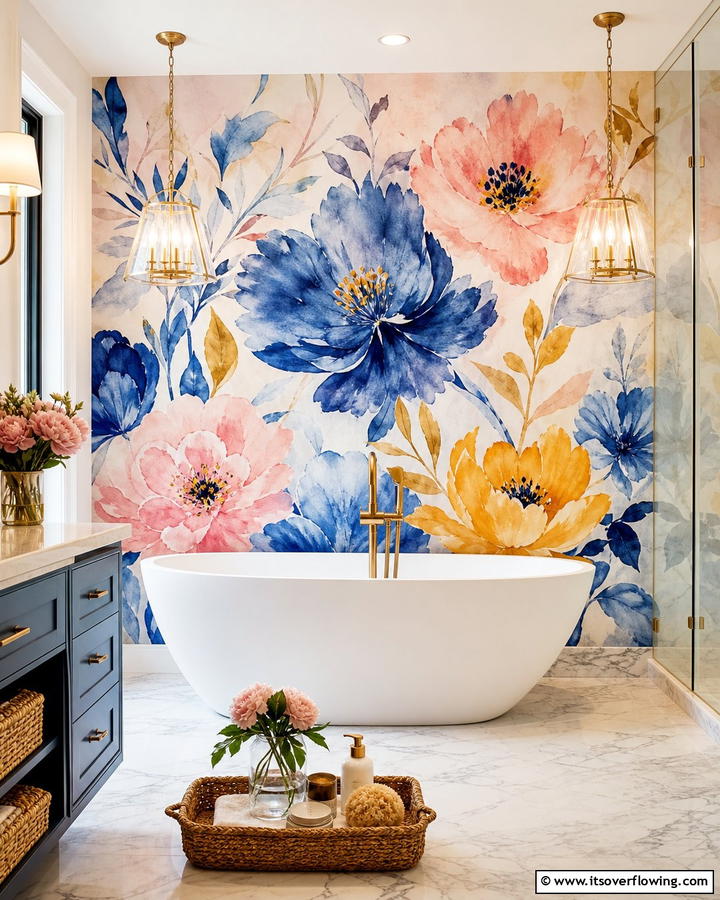 Artistic Mural Expression - 21 Bathroom Accent Wall Ideas for Bold & Textured Designs