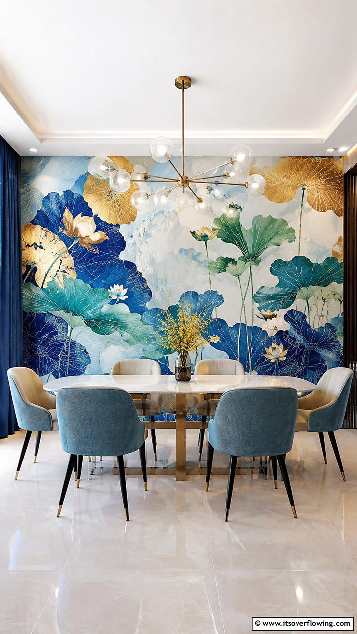 Artistic Mural Statements - 30 Dining Room Accent Wall Ideas for Bold Style