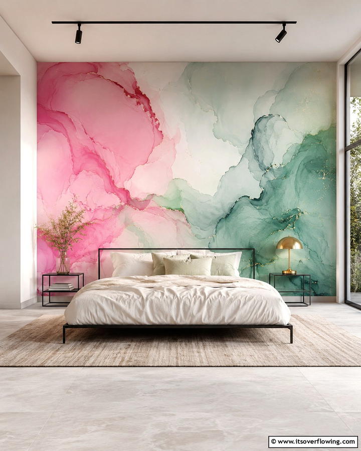 Artistic Murals with Pink and Green - 25 Pink and Green Bedroom Ideas for a Fresh Look