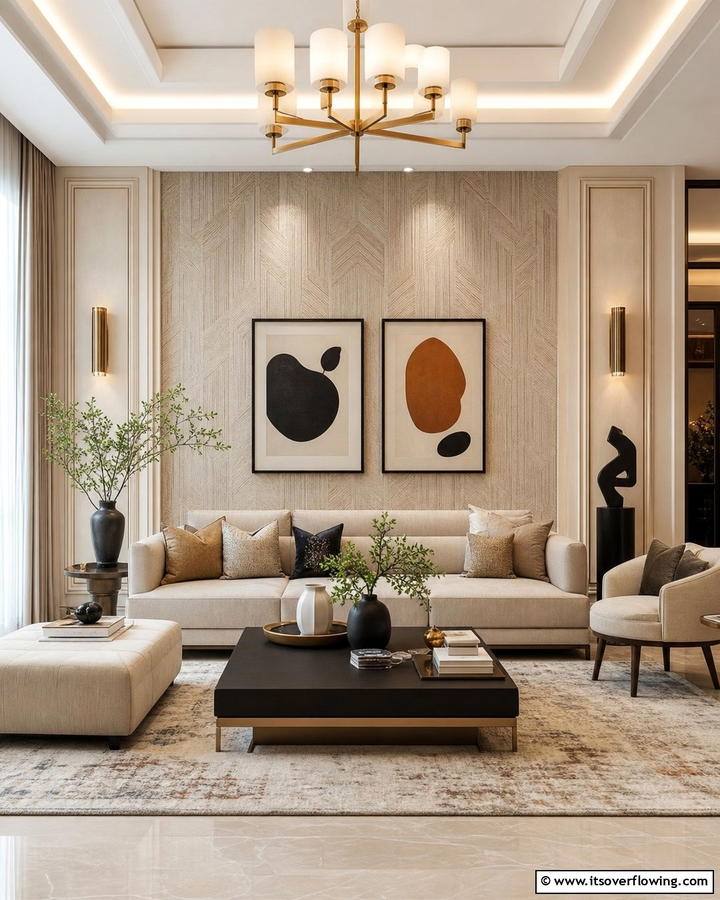 Artistic Neutral Backdrops - 21 Neutral Living Room Ideas for Calm & Versatile Decor