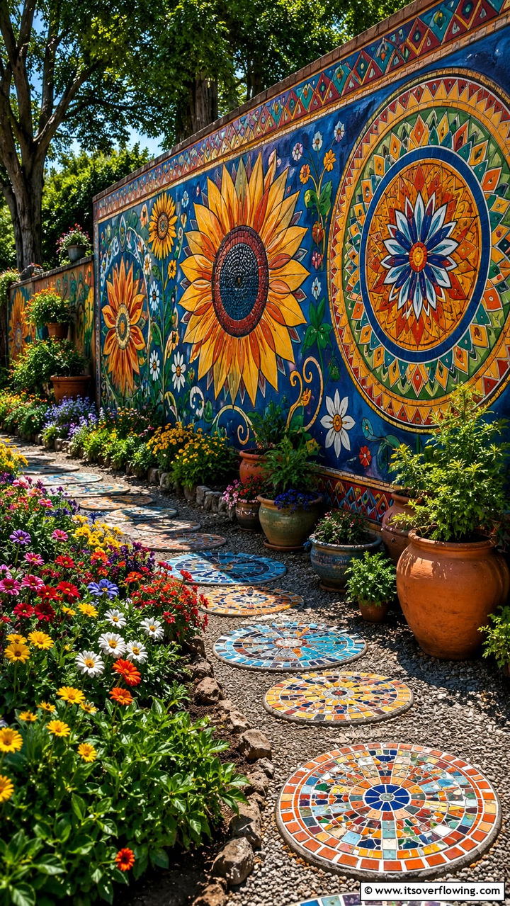 Artistic Painted Wall - 30 Garden Wall Ideas for Vertical Planting and Privacy Screens