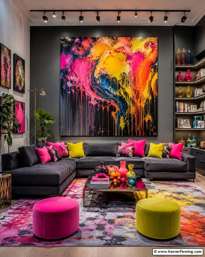 Artistic Palette Play - 30 Vibrant Colorful Living Room Inspirations for Bold Interiors