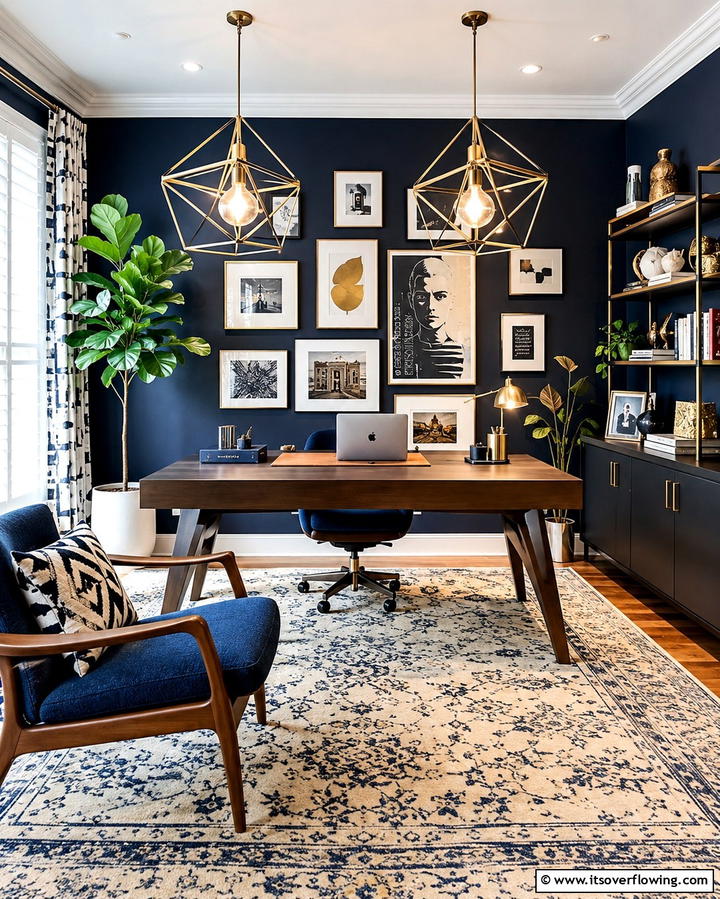 Artistic Pendant Lights - 30 Home Office Lighting Ideas- Brighten Your Workspace