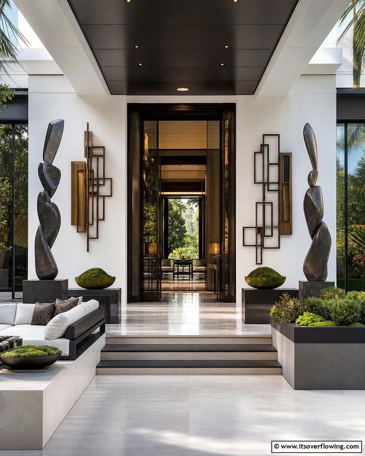 Artistic Sculptural Elements - 21 Modern Front Porch Ideas for Welcoming Entryways