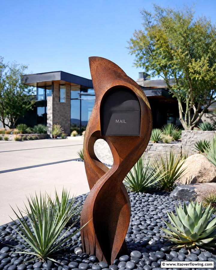 Artistic Sculptural Mailbox Post - 25 Unique Mailbox Post Ideas to Boost Curb Appeal