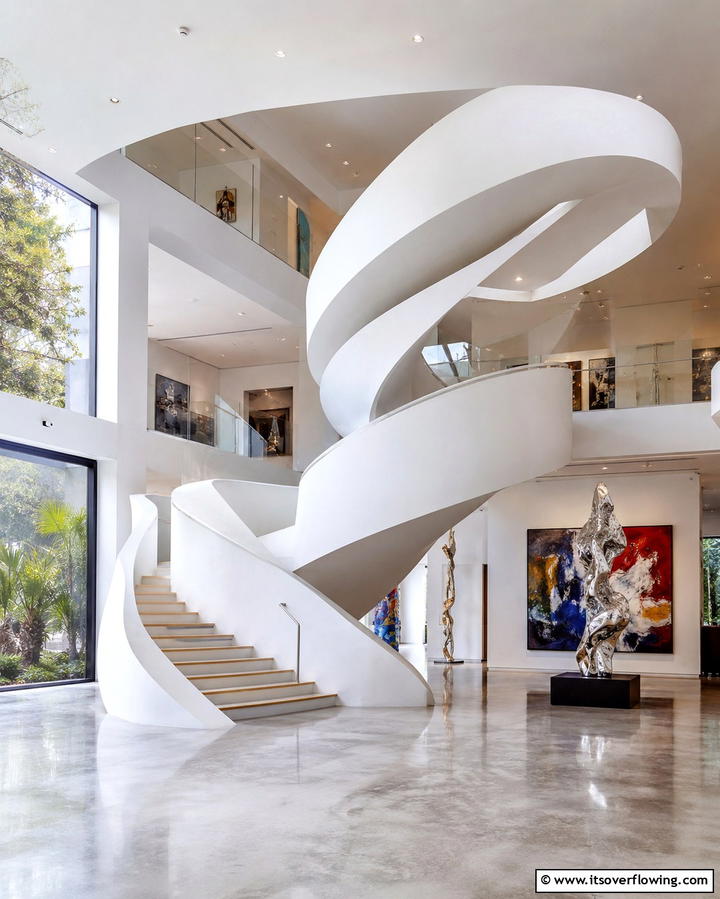 Artistic Sculptural Staircase - 30 Modern Staircase Ideas- Sleek & Architectural Designs