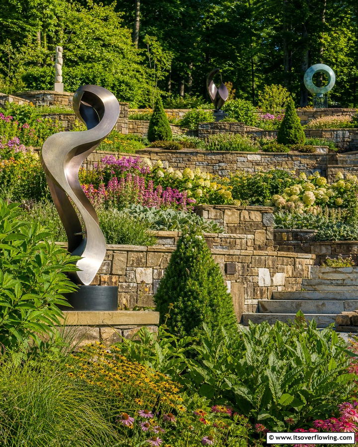 Artistic Sculptures for Focal Points - 20 Hillside Terraced Garden Ideas for a Stunning Landscape