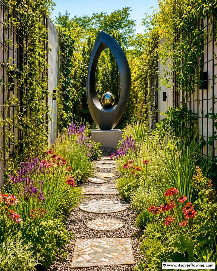 Artistic Sculptures for Unique Flair - 20 Narrow Garden Ideas to Maximize Small Outdoor Spaces