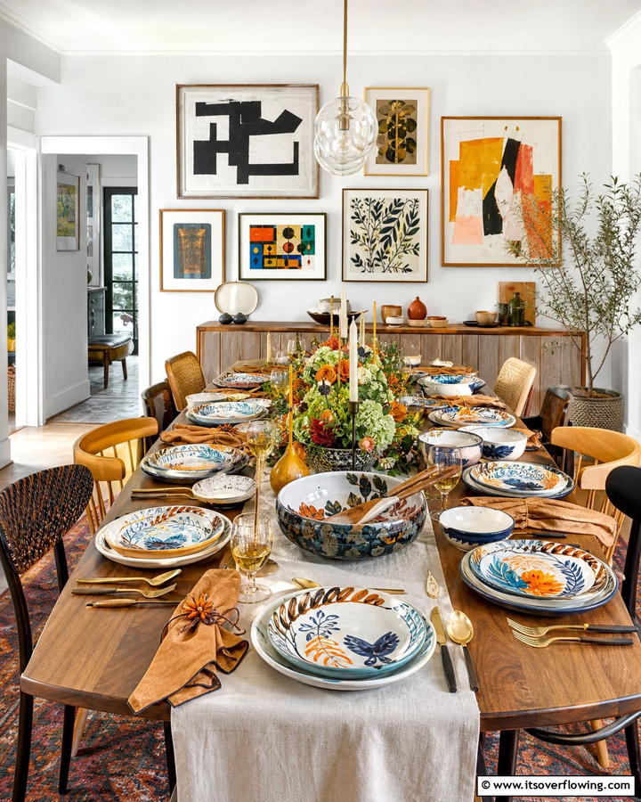 Artistic Serving Ware Statement - 21 Festive Thanksgiving Table Decor Ideas for Family Gatherings