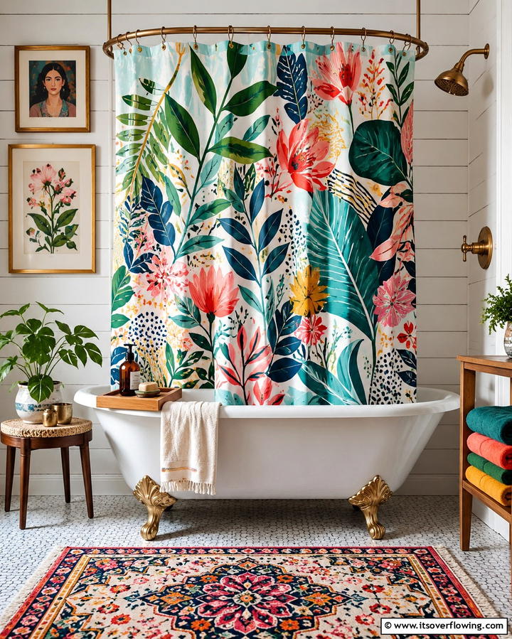 Artistic Shower Curtains - 25 Eclectic Bathroom Ideas for a Unique and Personalized Space