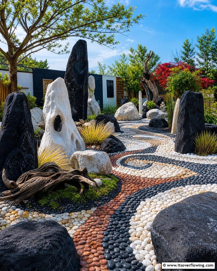 Artistic Stone Composition - 21 Rock Garden Designs for Low-Maintenance Landscape Beauty