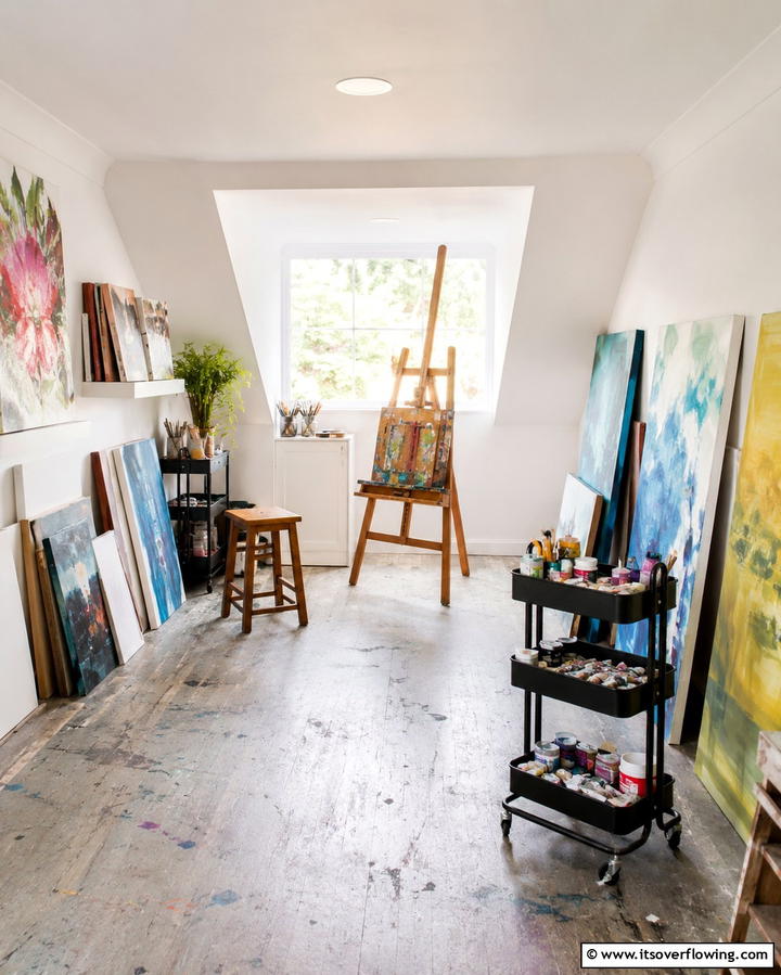 Artistic Studio - 25 Low Ceiling Small Attic Room Ideas for Cozy Living