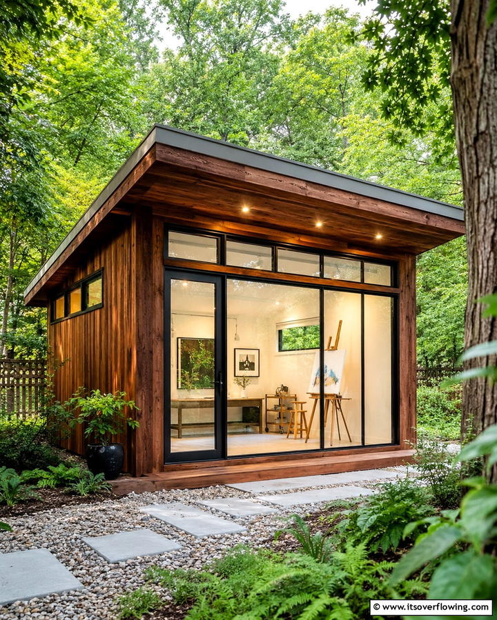 Artistic Studio Shed - 25 Wood Shed Ideas for Functional and Stylish Storage