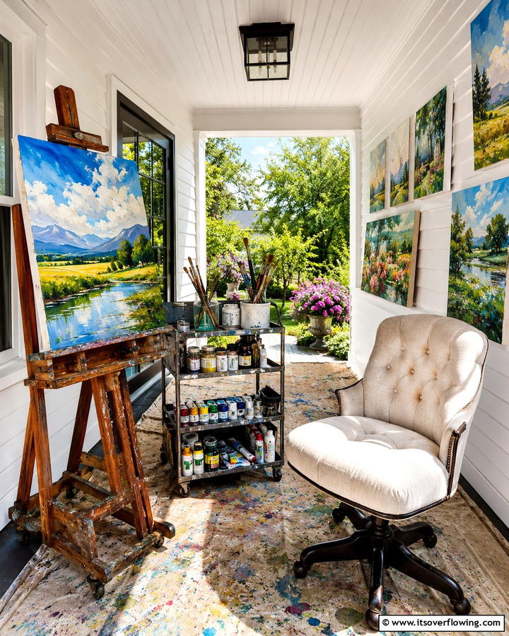 Artistic Studio Space - 25 Side Porch Ideas to Enhance Your Outdoor Living Space